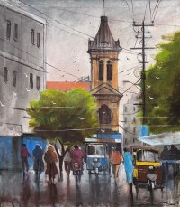 Abdul Hameed, 18 x 24 inch, Acrylic on Canvas, Cityscape Painting, AC-ADHD-206